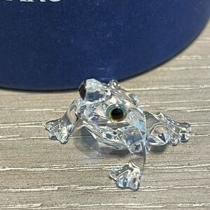 Swarovski Crystal Animal Baby Frog Black Eyes Front Legs Box 7642 Mint retired